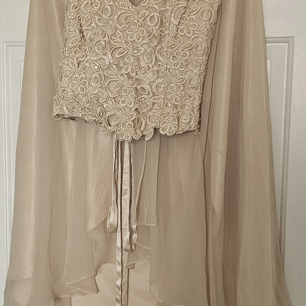 Elegant Cream Lace Overlay Skirt And Top